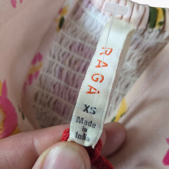 Raga Pink Mint Floral Tiered Maxi Dress Boho Festival Smocked Back Size XS NWT - Picture 11 of 14